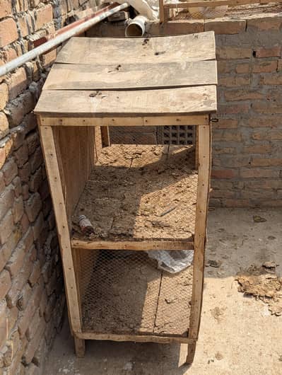 Used Two-Story Wooden Cage for Poultry/Chickens - Excellent Condition