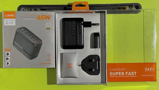 LDNIO PD 65w 3 Port 2C+U GAN Super Fast Charger Adapter