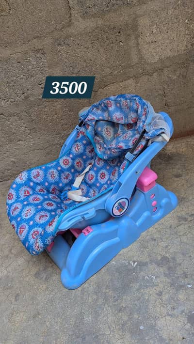 Mama Love Blue Carry Cot with Swing Stand – Like New