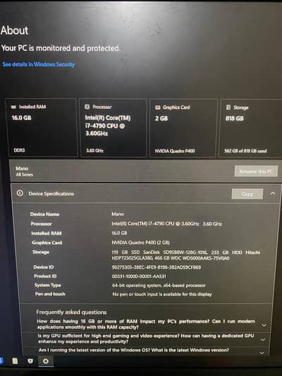 PC For Sale with Free 24 inch Monitor| i7 4g | 2Gb Nividia Card ||