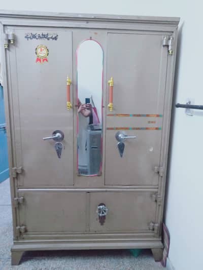Metal Almirah with Center Mirror & Locker