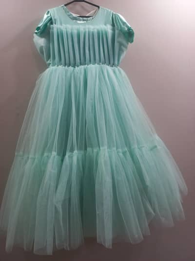 Elegant Mint Green Party Frock for Girls | Tulle Net Dress