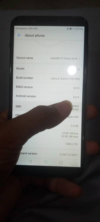 Y7 prime 2018 3gb 32gb