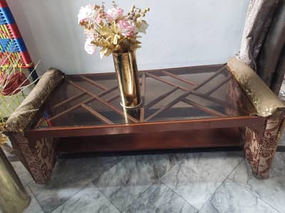  Stylish Wooden Glass Center Table for Sale – Excellent Condition 