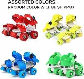 Kids Adjustable Roller Skates Shoes – Assorted Colors with Secure Strap Design