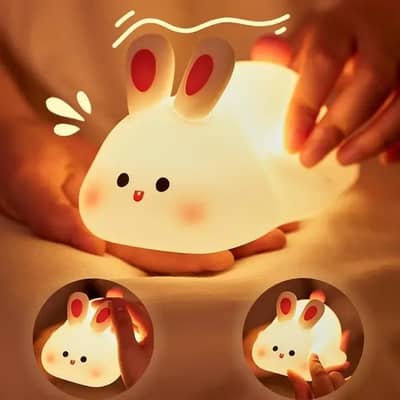 Rechargeable Silicone Bunny Night Light with Color Changing LED