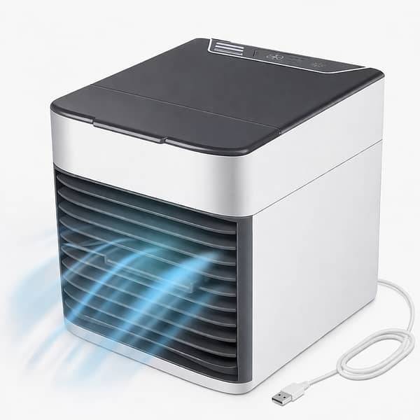 Portable Mini Air Cooler USB Rechargeable | Personal Air Conditioner Fan with Water Cooling Mist | Quiet Desk Fan for Room Office Summer Cooling Pakistan