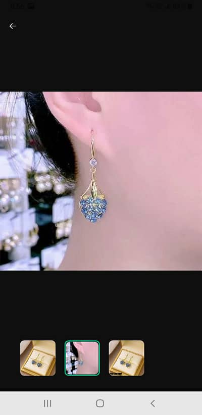 Elegant Blue Crystal Drop Earrings - Party Wear