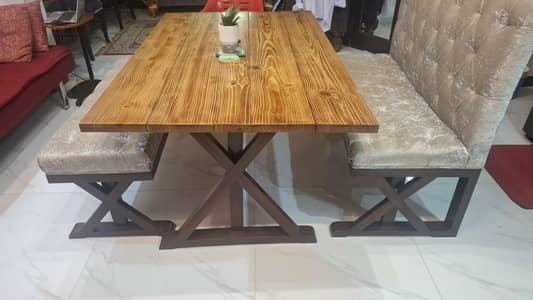 Modern 6 Seater Dinning Table and sofa styled Chair and Bench