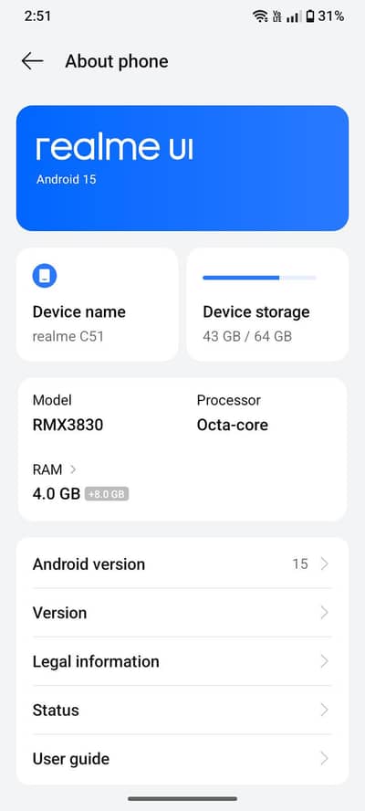 Realme C51 Complete Box 4+8 64 Gb