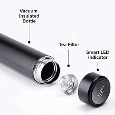 Digital temperature stainless steel water bottle with tea filter