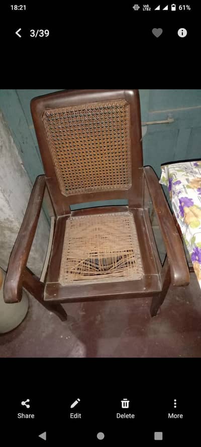 4 wooden chairs used