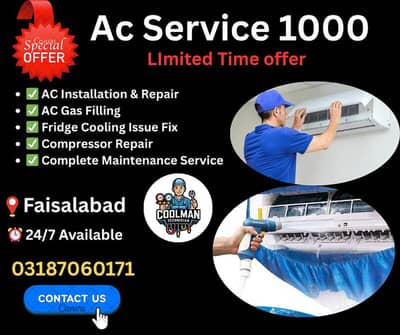 Complete Ac service 1000 Ac Gas charging Fee 1000
