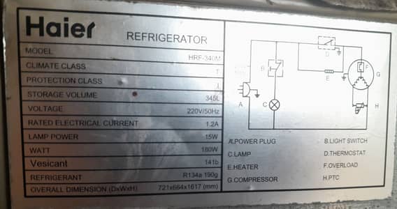 Haier Refrigerator,  model HRF-340M