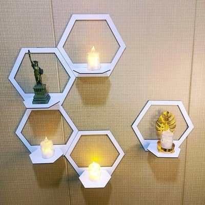 Modern Hexagon Wall Shelves Set of 5