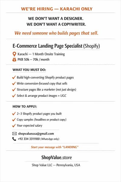 Shopify Landing Page Specialist in Karachi.