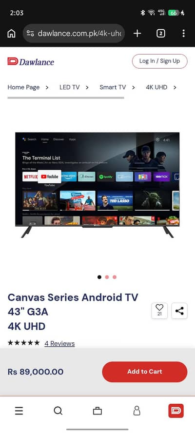 Dawlance 43 inches 4k smart led android