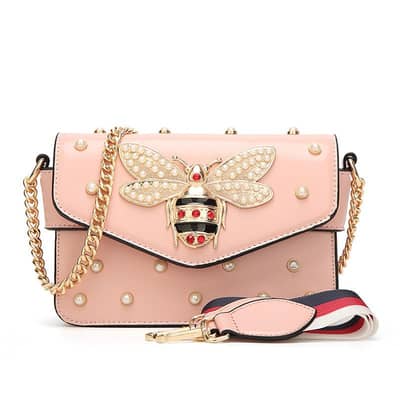 White Pearl Bee Shoulder Bag for Women free home delivery