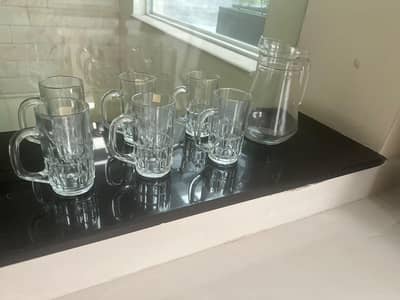 6 pieces juice glasses with one jug