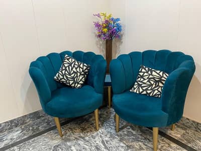 Stylish Velvet Chairs with Matching Table (Like New Condition)