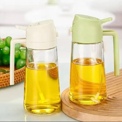 glass oil dispenser  bottle with handle and cap