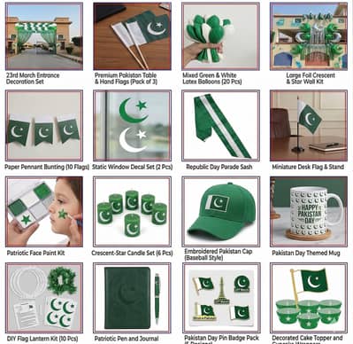 23 March Pakistan Flag for Outdoor Indoor, Table flag, Car Flag & Pole
