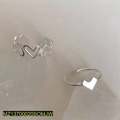 2 Pcs Adjustable Silver Ring