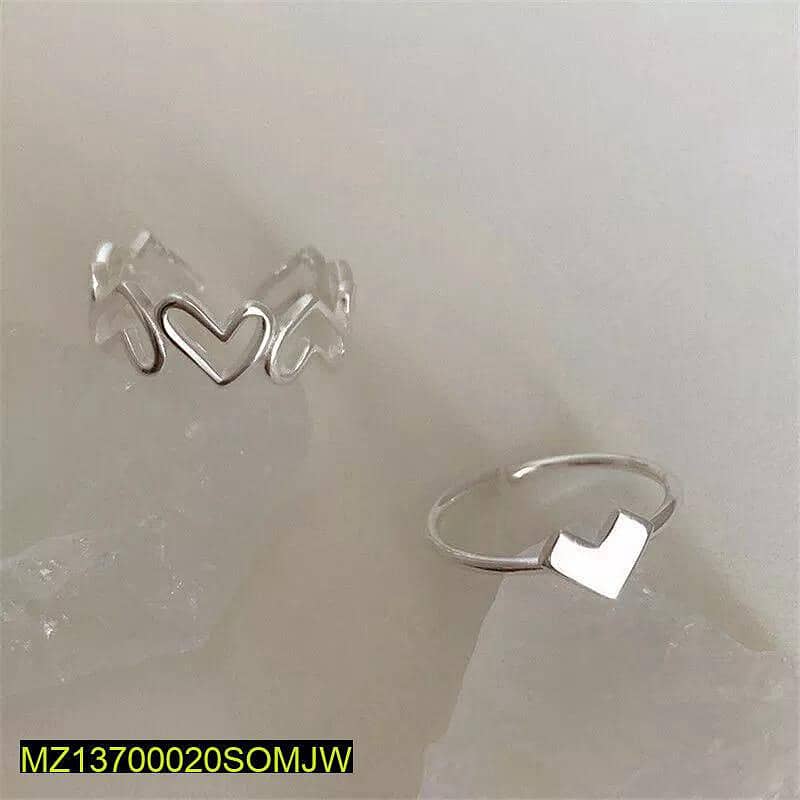 2 Pcs Adjustable Silver Ring 0