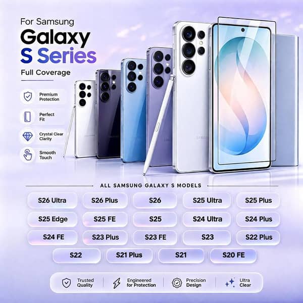 HD 8K Full Cover Screen Protector For Samsung S26 Ultra S24 Plus S23 FE S22 S21 S25 Ultra Fingerprint Unlock Tempered Glass