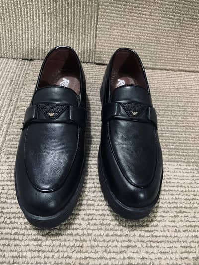 Matt Black Leather Loafers (Emporio Armani) – Excellent Condition