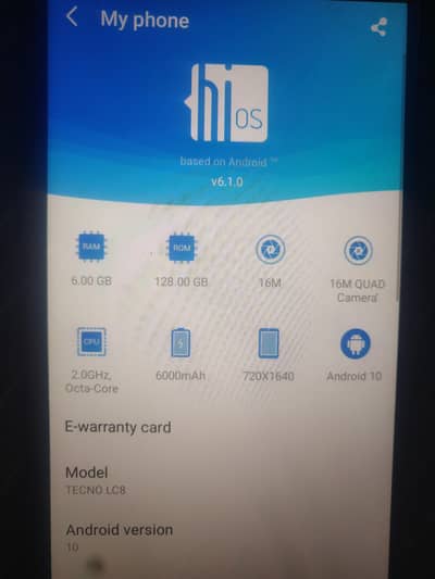tecno LC8 6 128 mein