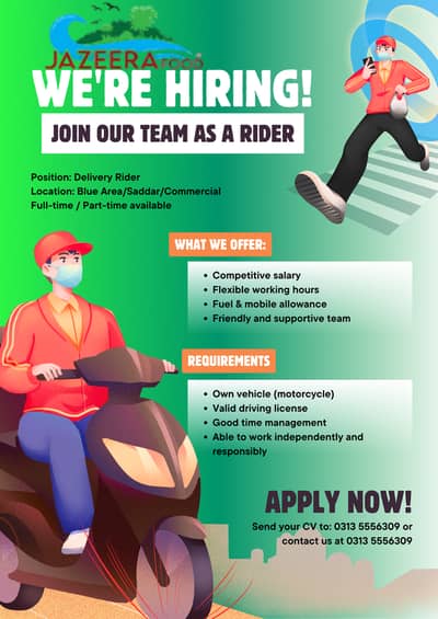 Jazeera Foods Loking For Delivery Riders
