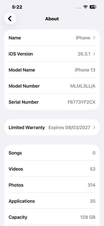 I phone 13 128 GB jv mobile for sale just 10 day used