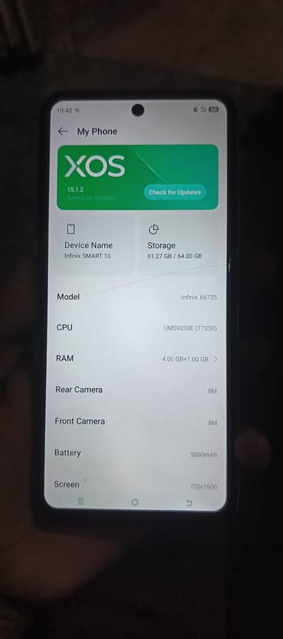 Infinix smart 10 4+4 rame mamory 64GB no box no charger