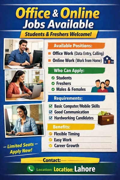 Jobs in Lahore | Office & Work From Home Opportunities