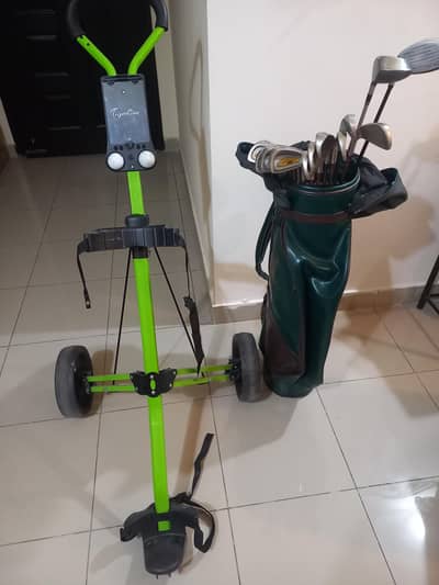Tigerlin golf trolly with complete kit and bag