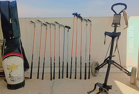 MAZEL M5 Golf Club Set – 9 Clubs Graphite Shafts + Bag + Push Trolley
