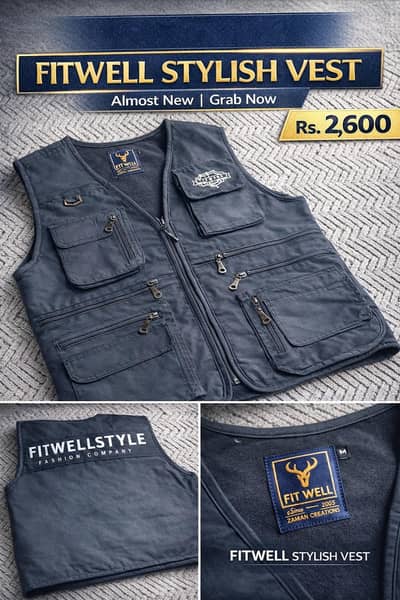 Fitwell Stylish Vest Jacket | Sidhu Moose Wala Style | Almost New |
