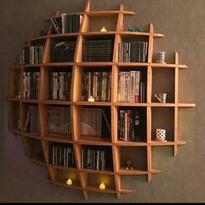 Futuristic Wooden Book Shelf