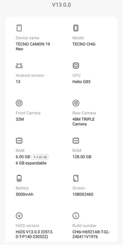 canon 19 neo 6+6 ram and 128 GB memory