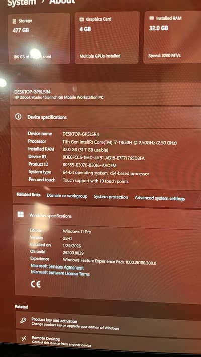 Hp zee book studio 15.6 inch g8 mobile workstation pc