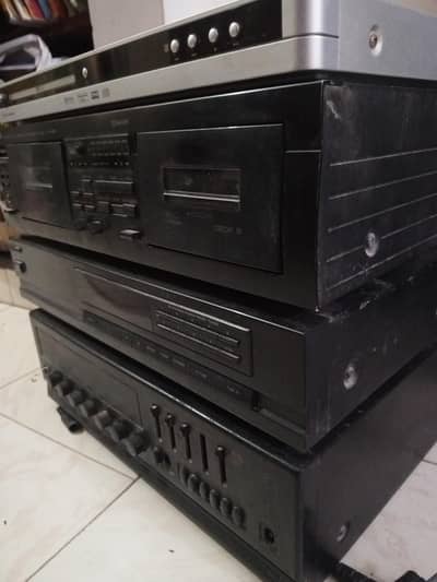 Amplifier, FM tuner, cassette player, DVD player