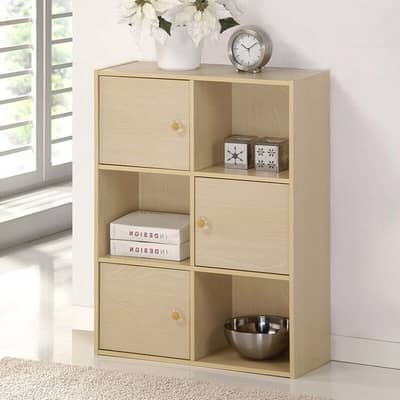 Modern 3 Compartments Wooden Book Rack with Open Storage Shelves