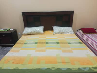 Wooden Bed Set with side tables and dressing | Brown Color |