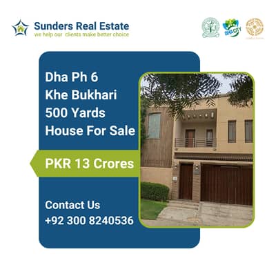 Just Listed! Luxury 500-Yard One & Two Unit Bungalows in DHA Phase 6 Featuring Burma teak wood, imported fittings, green lawn & modern stone/wood elevation. Ground + First Floor. Reasonable demand! Prime Location