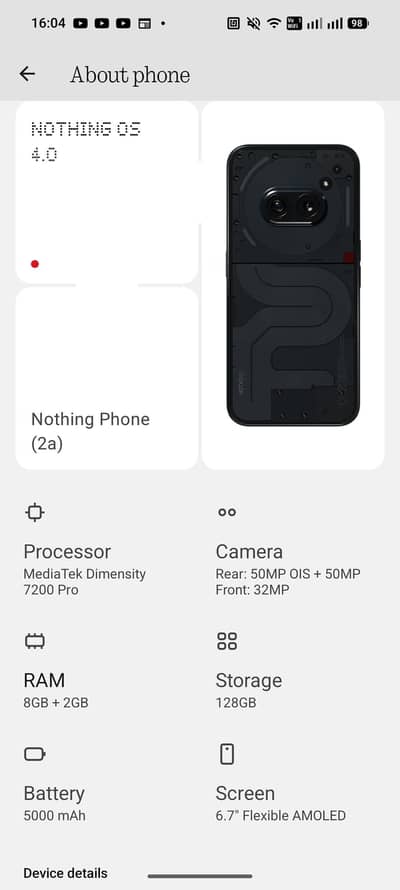 Nothing 2a 5g 8 128 dual sim pta approved