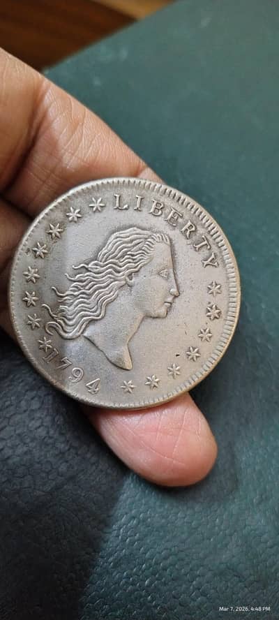 USA Antique 1794 Flowing Hair Dollar, USA Old Coin & USA Rare Coin