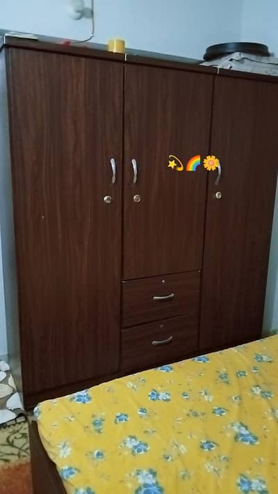 king size bed 3 door almira including mattress as well