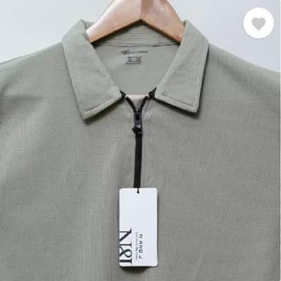 men cotton plain polo T-shirt Grey round neck