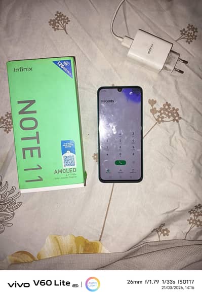Infinix note 11 4/128 box 33watt charger official pta